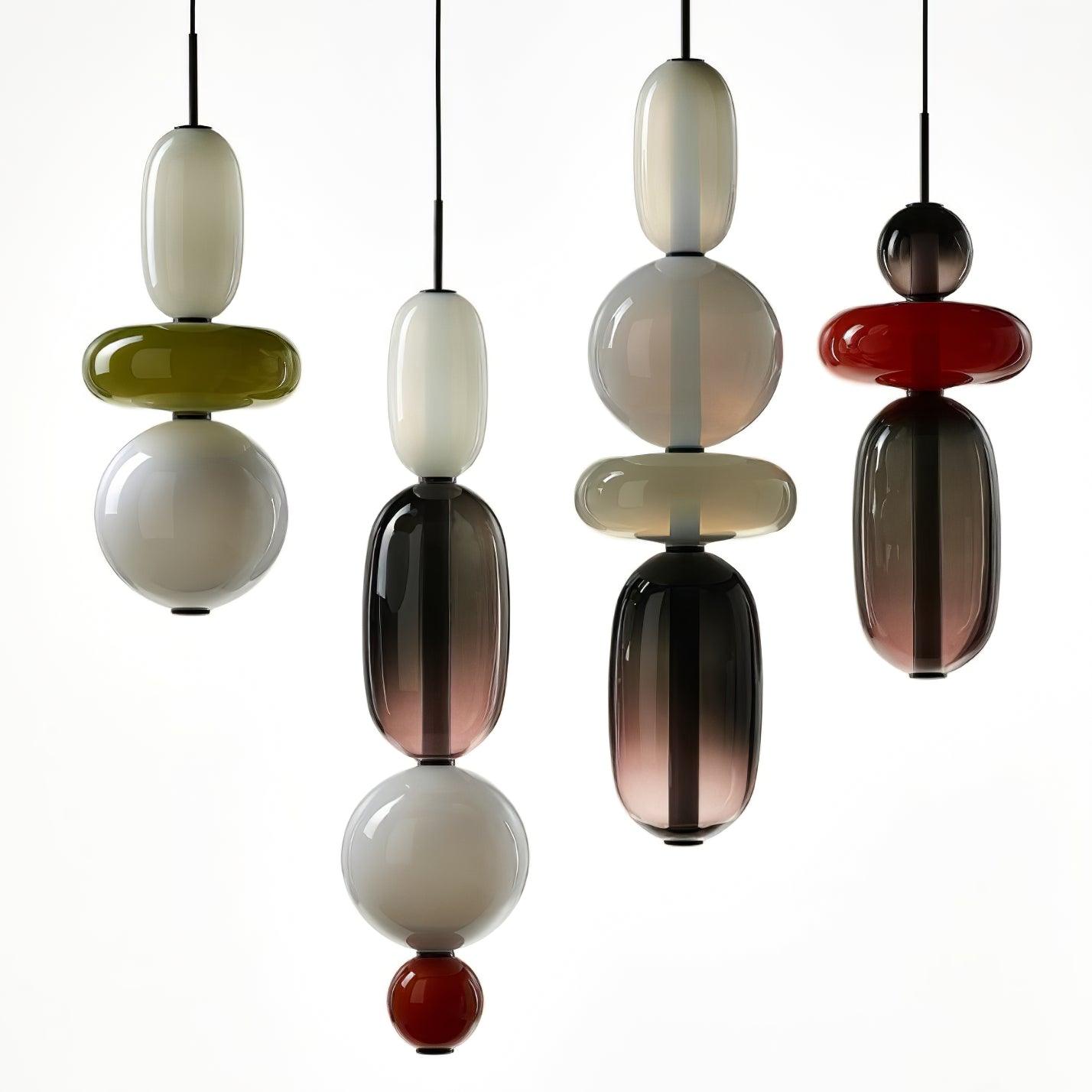 Glass Pendant Light With Multicolor Jar Shade In Earth Tones NALANI