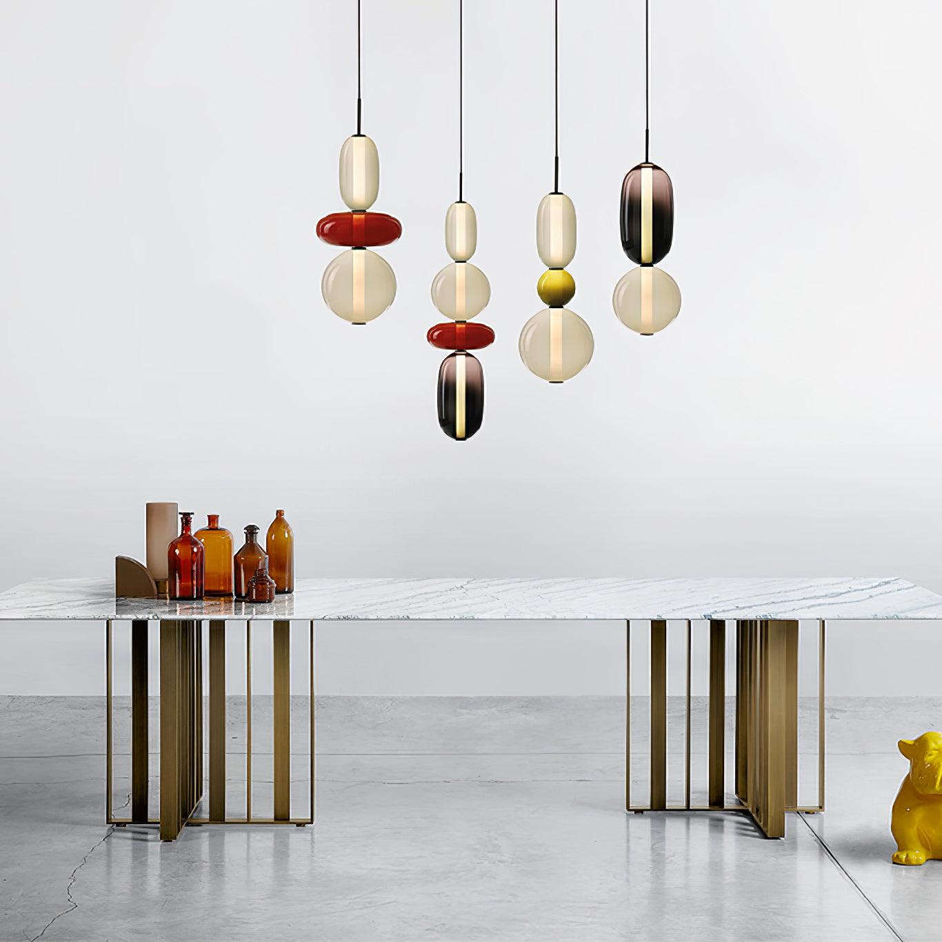 Glass Pendant Light With Multicolor Jar Shade In Earth Tones NALANI