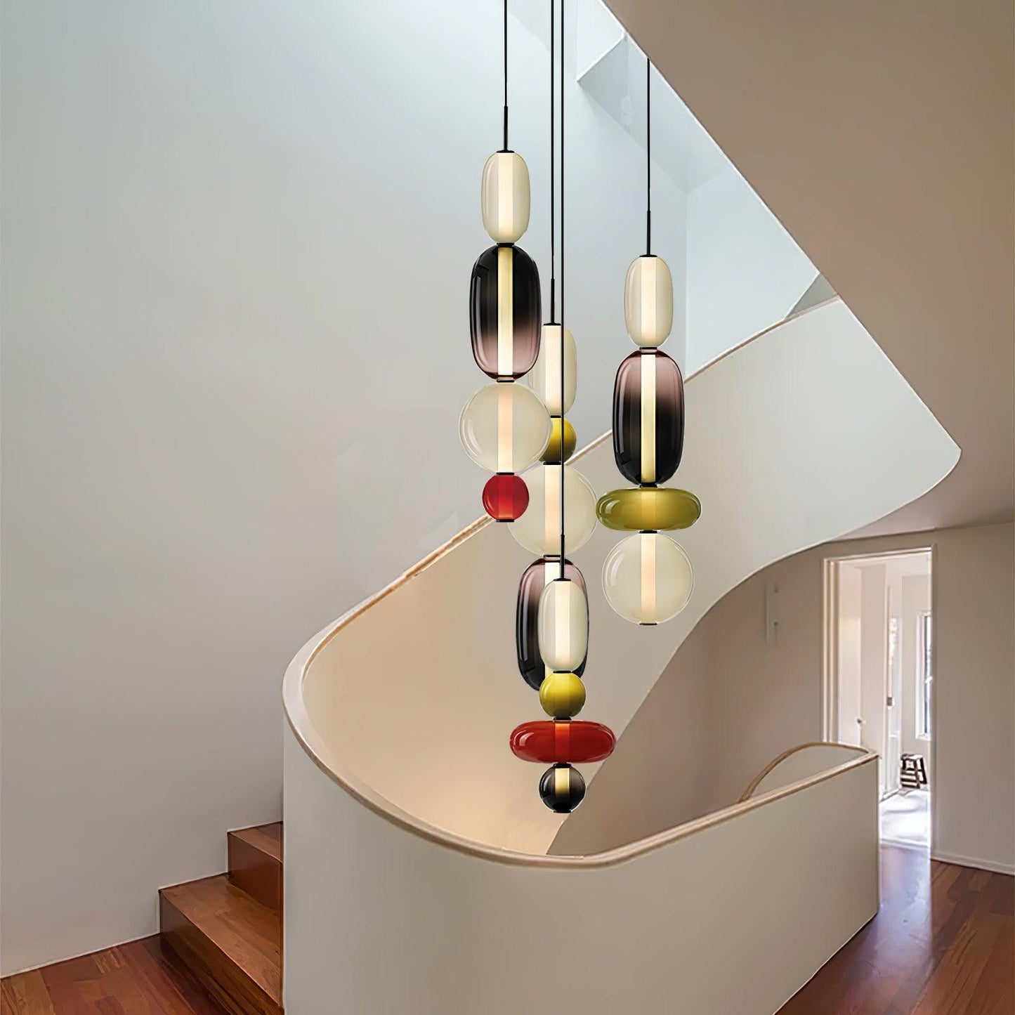 Glass Pendant Light With Multicolor Jar Shade In Earth Tones NALANI