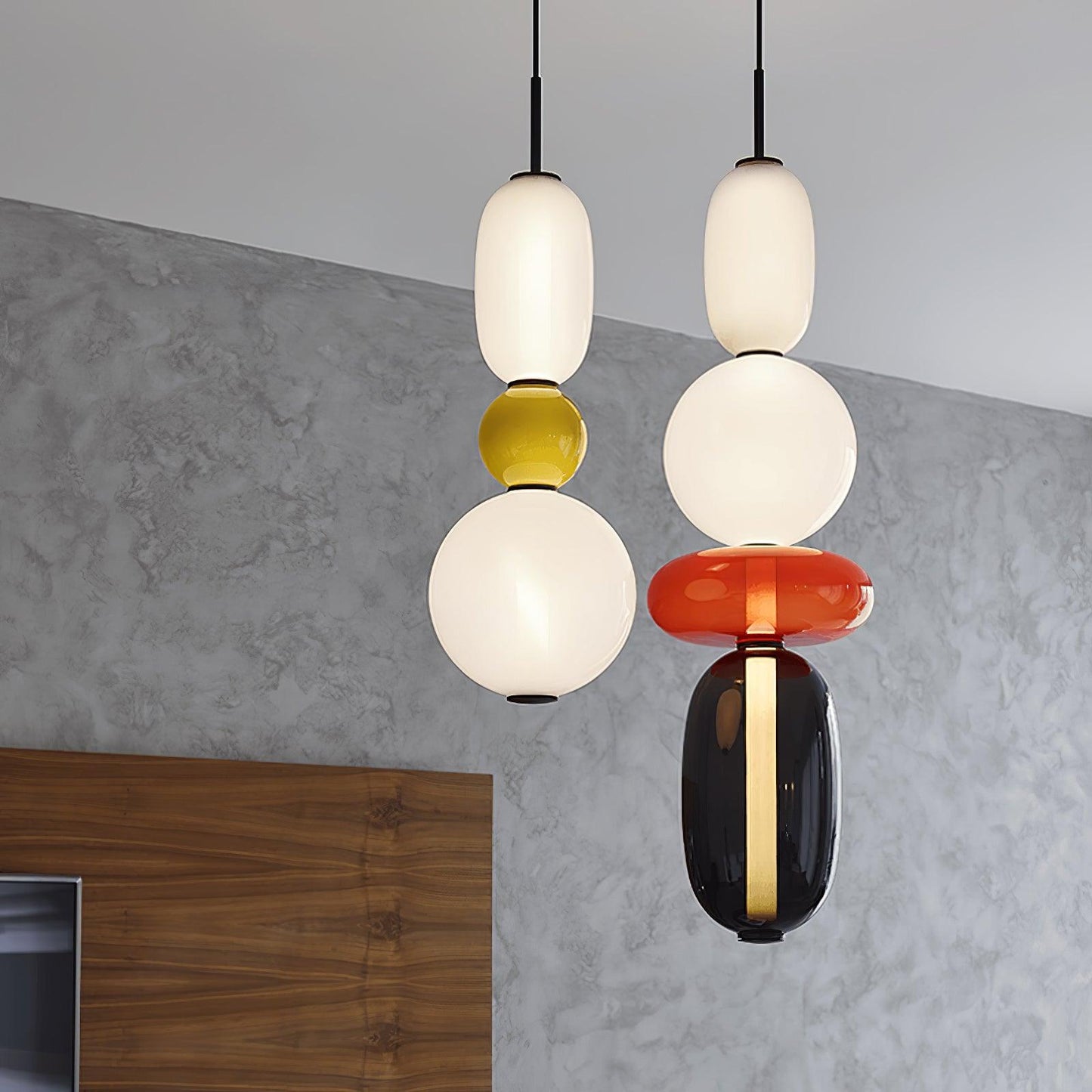 Glass Pendant Light With Multicolor Jar Shade In Earth Tones NALANI