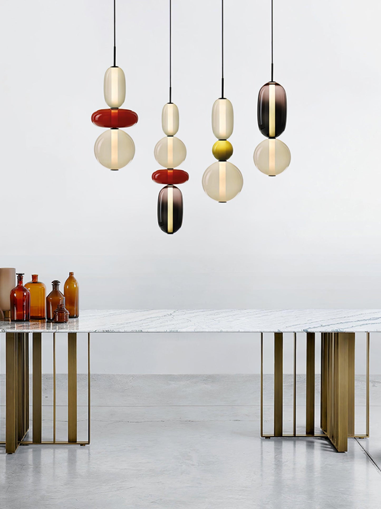 Glass Pendant Light With Multicolor Jar Shade In Earth Tones NALANI