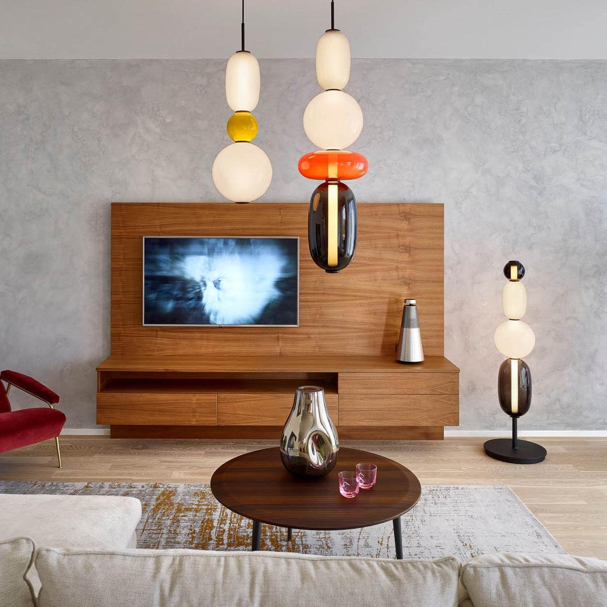 Glass Pendant Light With Multicolor Jar Shade In Earth Tones NALANI