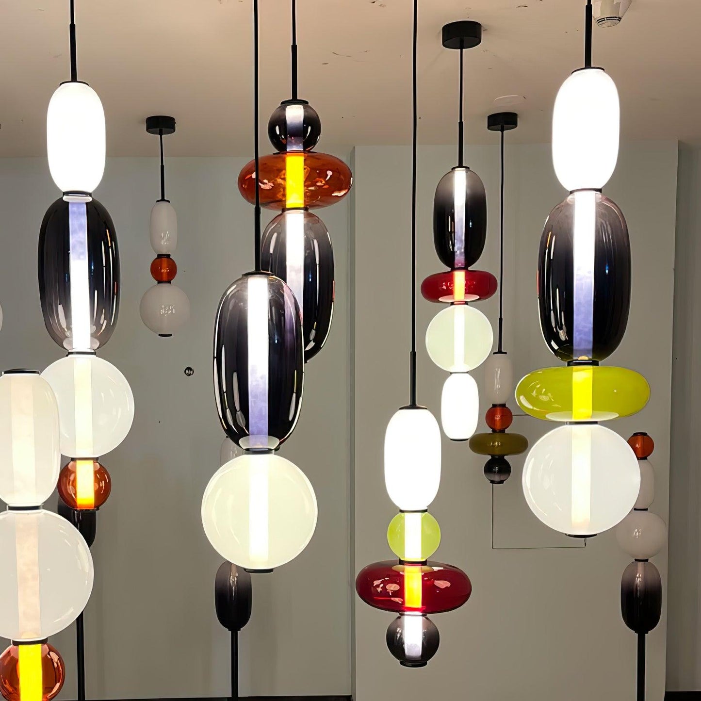 Glass Pendant Light With Multicolor Jar Shade In Earth Tones NALANI