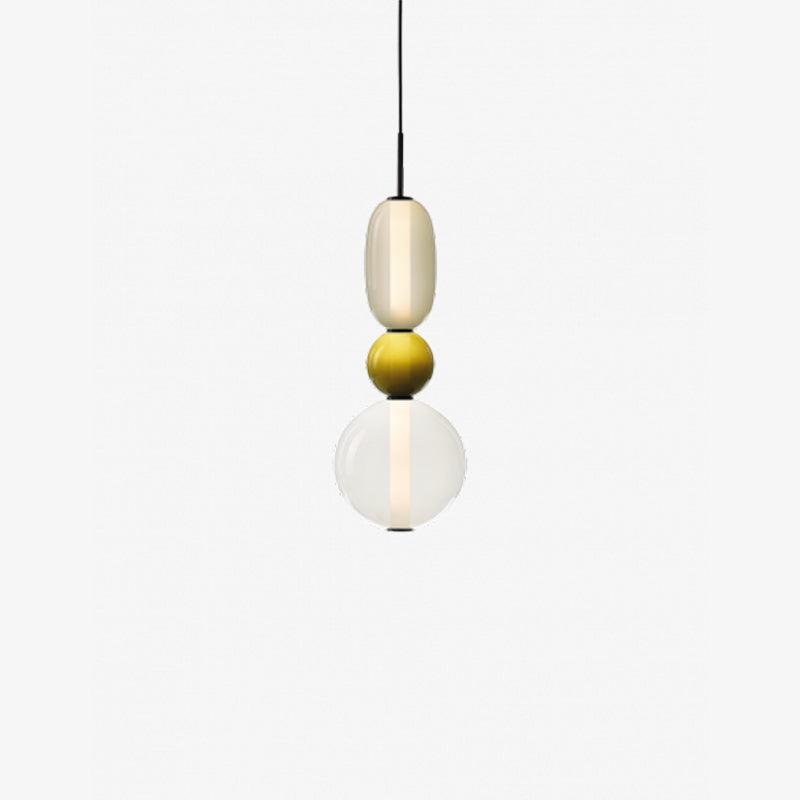 Glass Pendant Light With Multicolor Jar Shade In Earth Tones Model B Green ∅ 6.3″ x H 21.7″ Dia 16cm x H 55cm NALANI