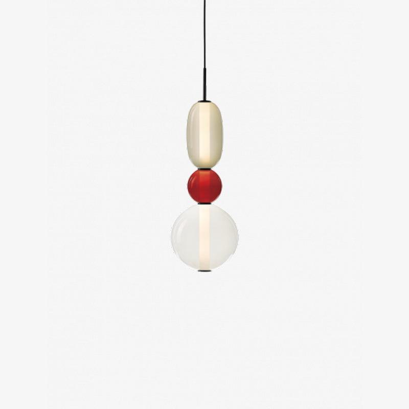 Glass Pendant Light With Multicolor Jar Shade In Earth Tones Model B Red ∅ 6.3″ x H 21.7″ Dia 16cm x H 55cm NALANI