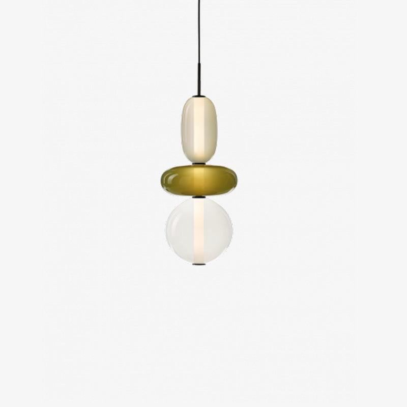 Glass Pendant Light With Multicolor Jar Shade In Earth Tones Model D Green ∅ 7.1″ x H 20.7″ Dia 18cm x H 52.5cm NALANI