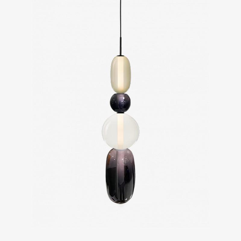Glass Pendant Light With Multicolor Jar Shade In Earth Tones Model F Black 6.3″ x H 29.9″ Dia 16cm x H 76cm NALANI