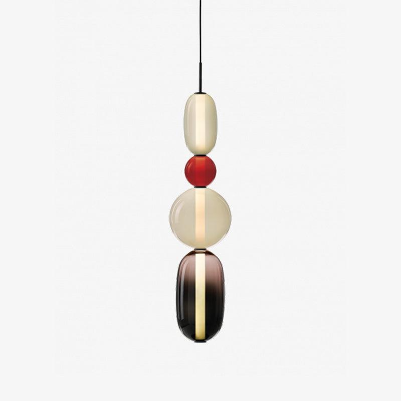 Glass Pendant Light With Multicolor Jar Shade In Earth Tones Model F Red ∅ 6.3″ x H 29.9″ Dia 16cm x H 76cm NALANI
