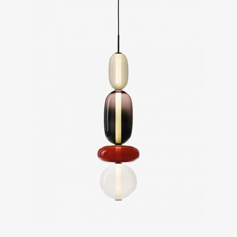 Glass Pendant Light With Multicolor Jar Shade In Earth Tones Model G Red ∅ 7.1″ x H 29.9″ Dia 18cm x H 76cm NALANI