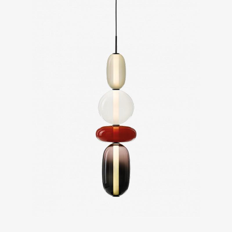 Glass Pendant Light With Multicolor Jar Shade In Earth Tones Model H Red ∅ 7.1″ x H 29.9″ Dia 18cm x H 76cm NALANI