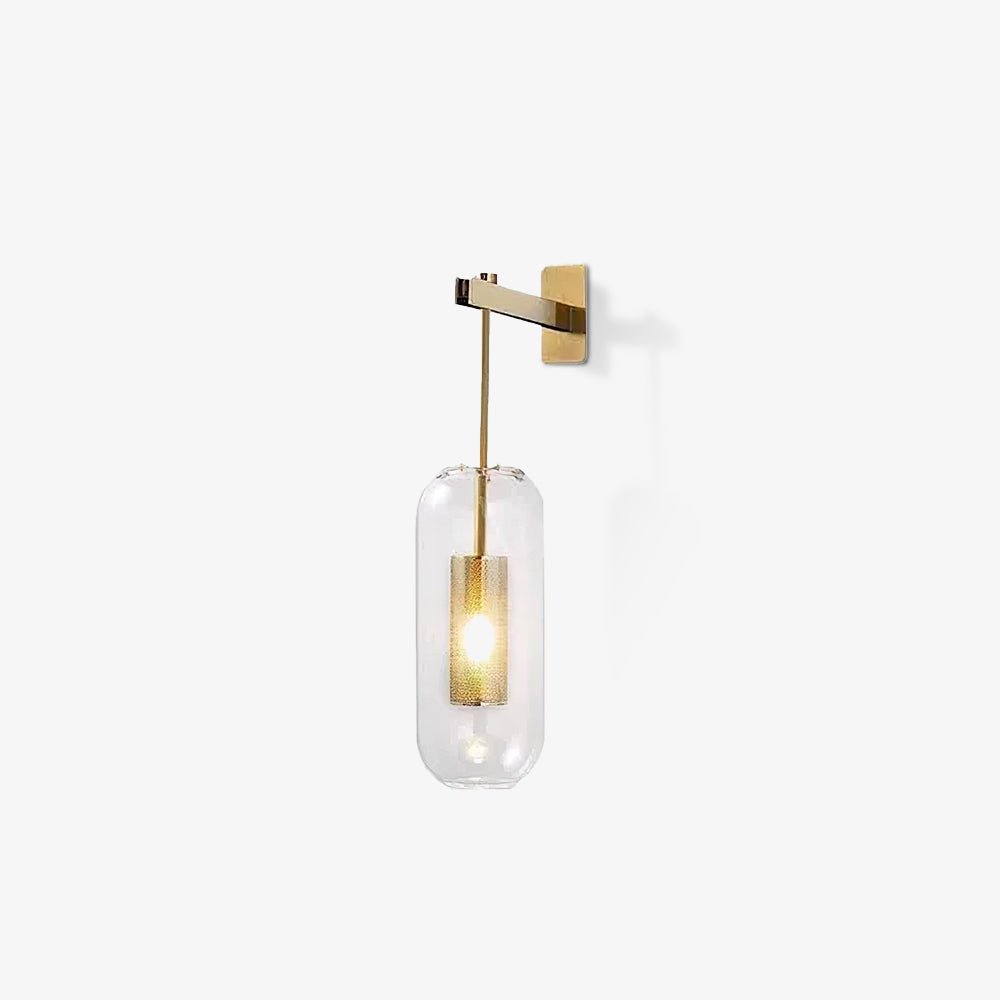 Glass Wall Lamp With Perforated Cage And Sleek Steel Rod NALANI