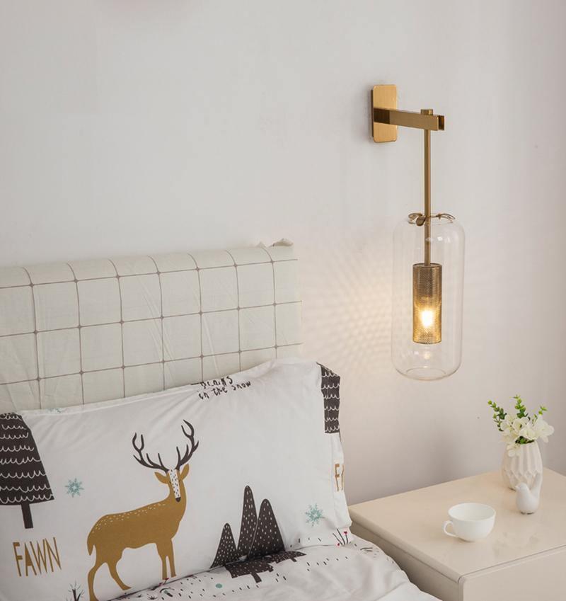 Glass Wall Lamp With Perforated Cage And Sleek Steel Rod NALANI