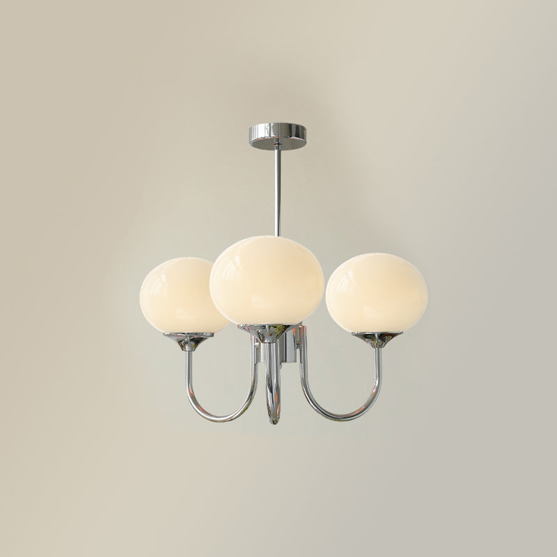 Gold Finish Marshmallow Chandelier With Pink Glass Shades 3 heads ∅ 18.1″ x H 13.4″ Dia 46cm x H 34cm Chrome+White NALANI