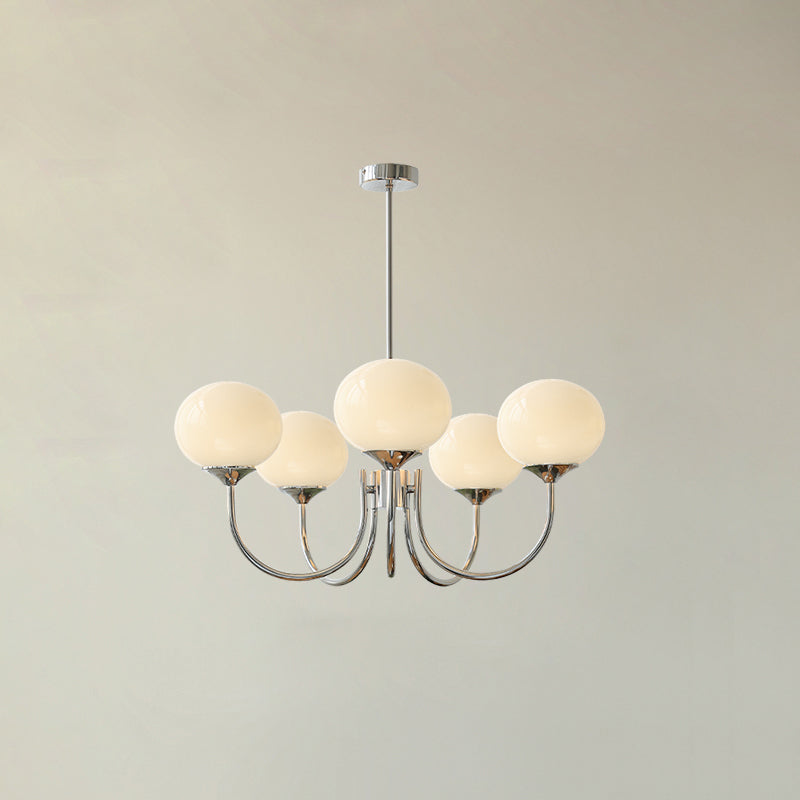 Gold Finish Marshmallow Chandelier With Pink Glass Shades 5 heads ∅ 26.4″ x H 13.4″ Dia 67cm x H 34cm Chrome+White NALANI
