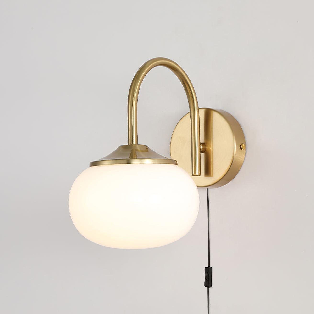 Gold Finish Plug In Sconce With Pink Glass Shade Decor NALANI