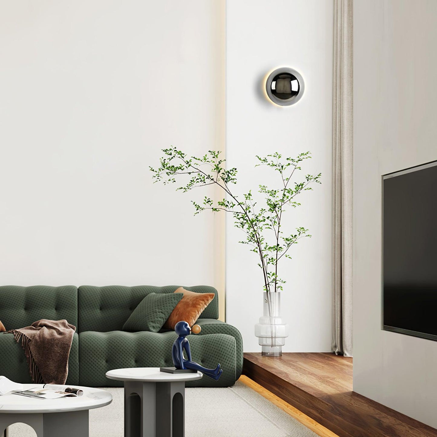 Gold Sphere Wall Sconce Modern Glass Lighting Fixture NALANI