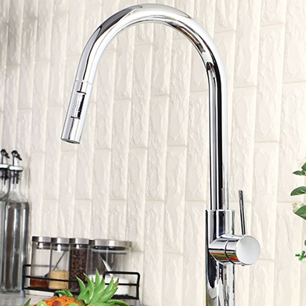 Gooseneck Copper Kitchen Faucet Single Handle Hot Cold NALANI