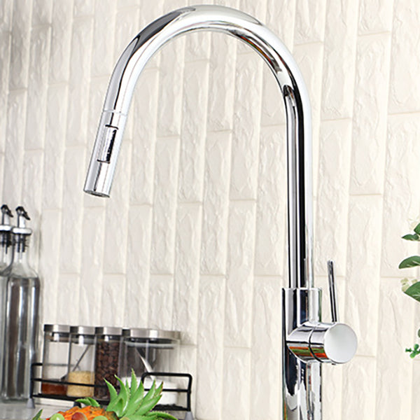 Gooseneck Copper Kitchen Faucet Single Handle Hot Cold NALANI
