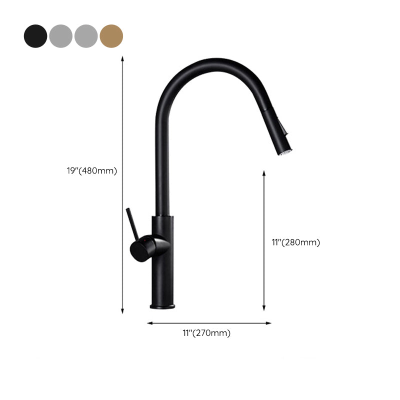 Gooseneck Copper Kitchen Faucet Single Handle Hot Cold NALANI