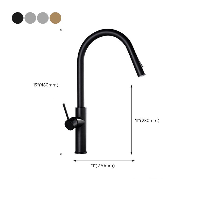 Gooseneck Copper Kitchen Faucet Single Handle Hot Cold NALANI