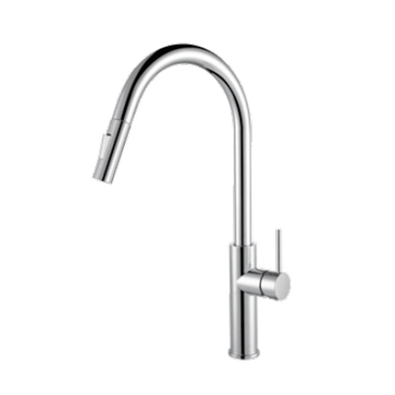 Gooseneck Copper Kitchen Faucet Single Handle Hot Cold Chrome NALANI