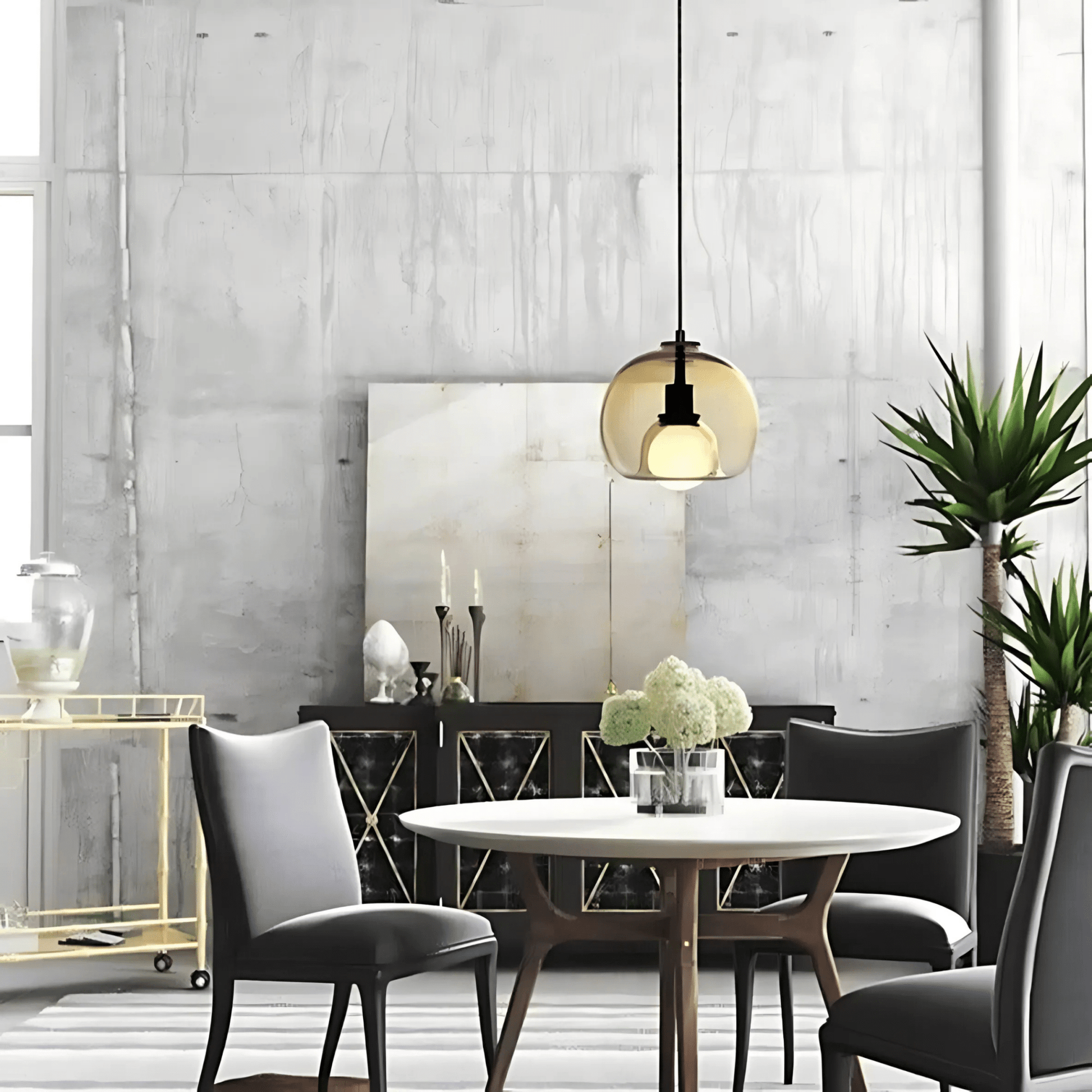 Handblown Glass Pendant Lights In Smoke Grey Clear Amber NALANI