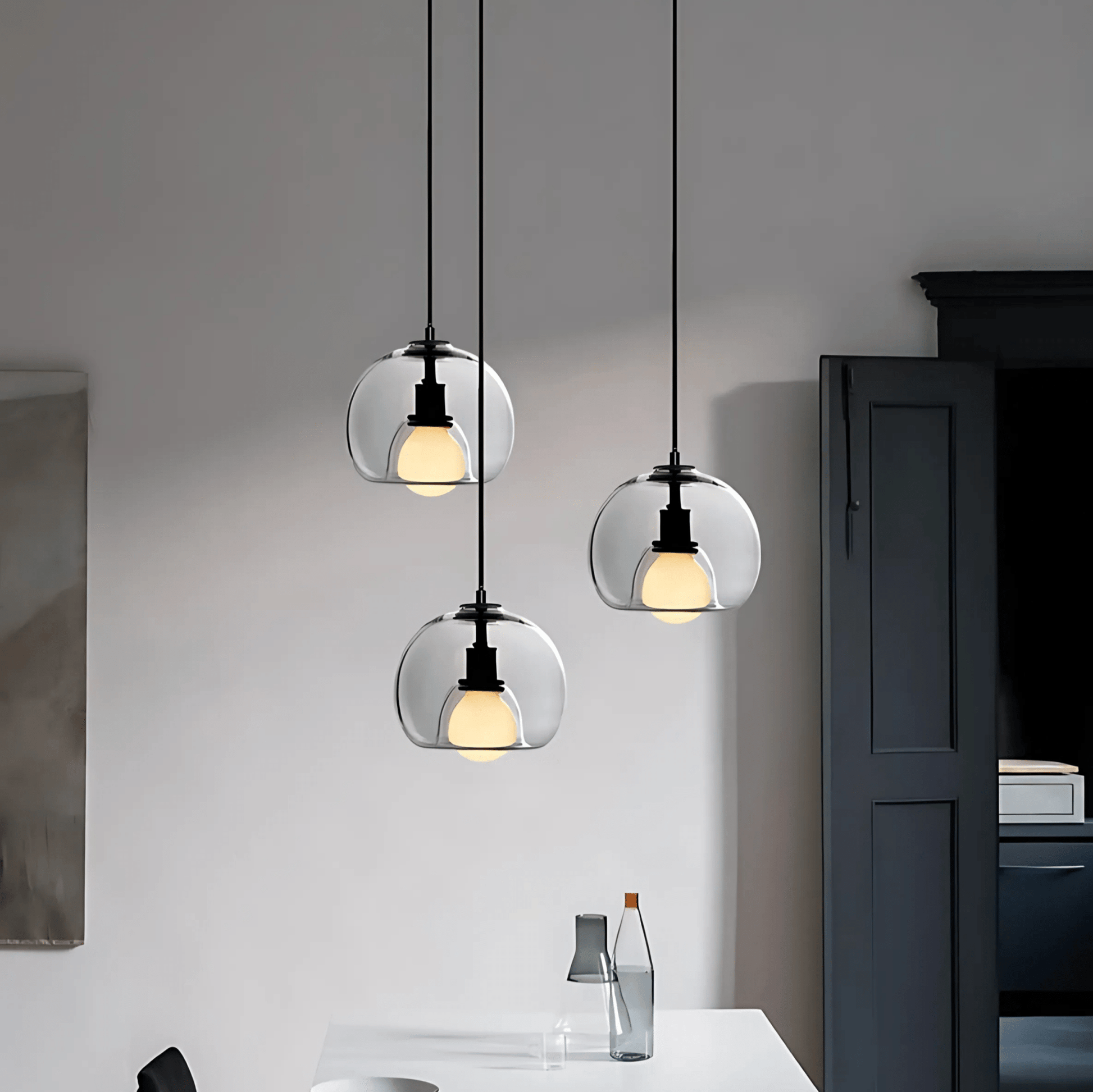 Handblown Glass Pendant Lights In Smoke Grey Clear Amber NALANI