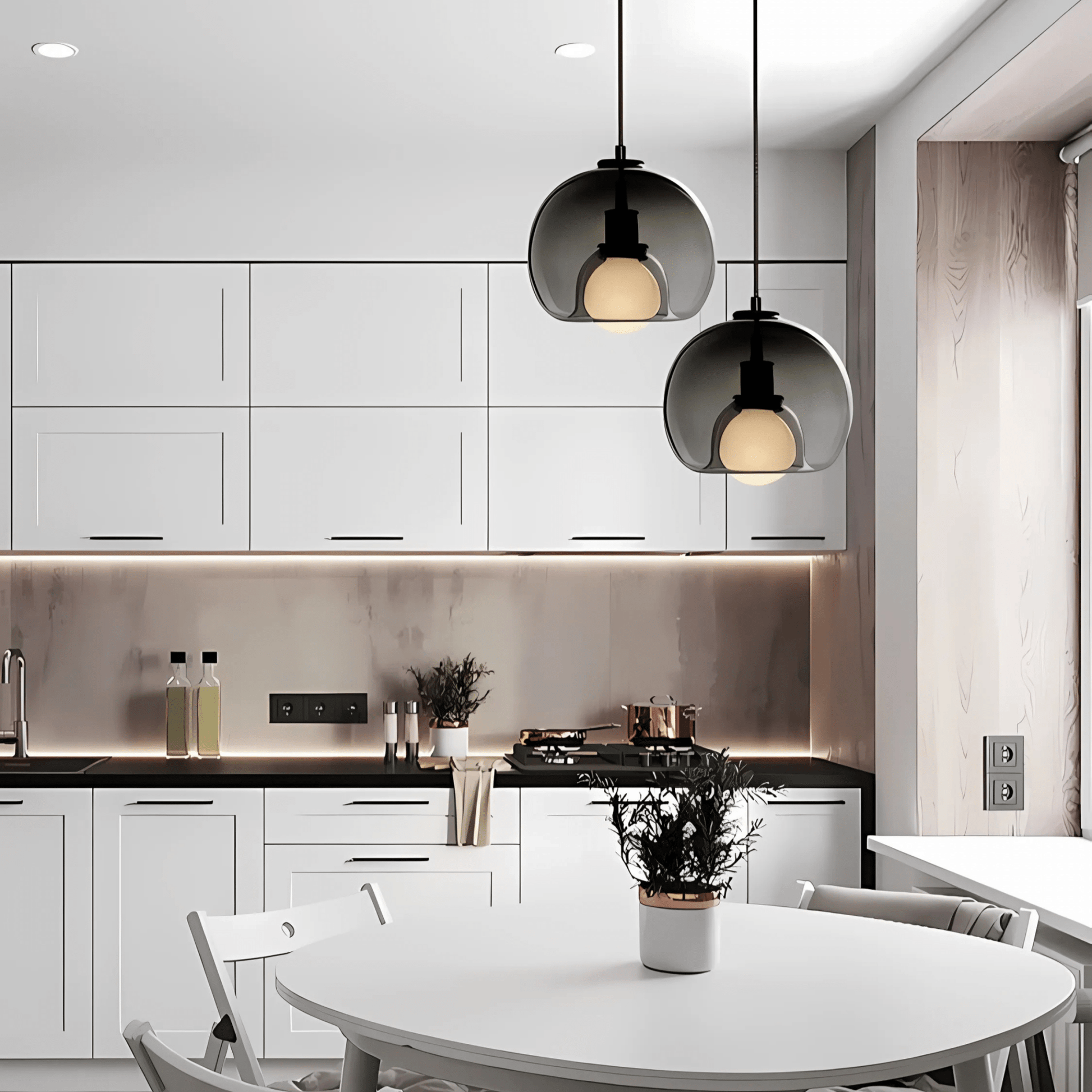 Handblown Glass Pendant Lights In Smoke Grey Clear Amber NALANI