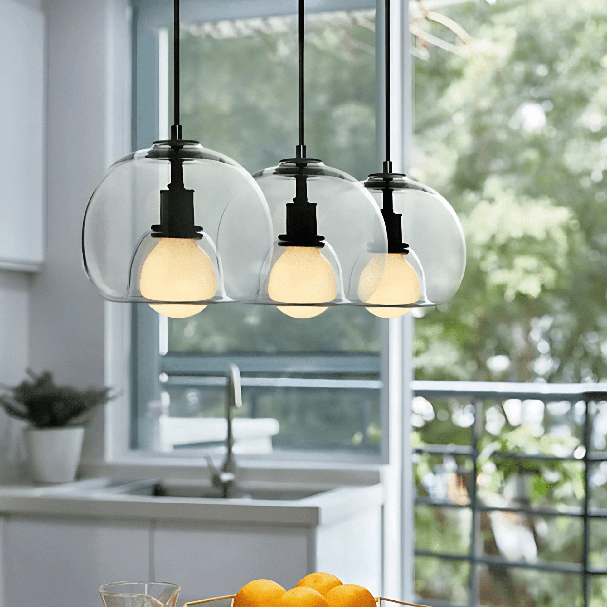 Handblown Glass Pendant Lights In Smoke Grey Clear Amber NALANI