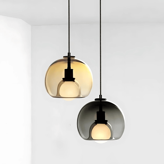 Handblown Glass Pendant Lights In Smoke Grey Clear Amber NALANI