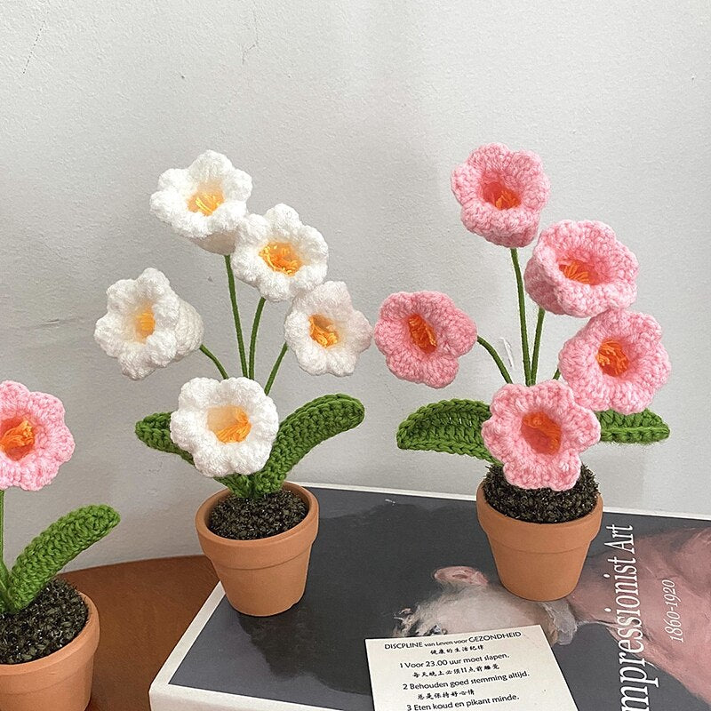 Crochet Flower Pot Decoration With Ceramic Base NALANI