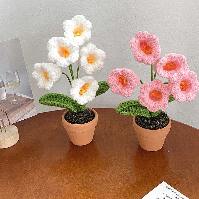Crochet Flower Pot Decoration With Ceramic Base NALANI
