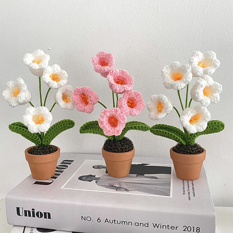 Crochet Flower Pot Decoration With Ceramic Base NALANI