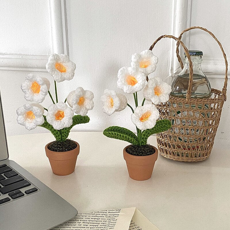 Crochet Flower Pot Decoration With Ceramic Base NALANI