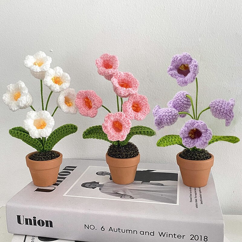 Crochet Flower Pot Decoration With Ceramic Base NALANI