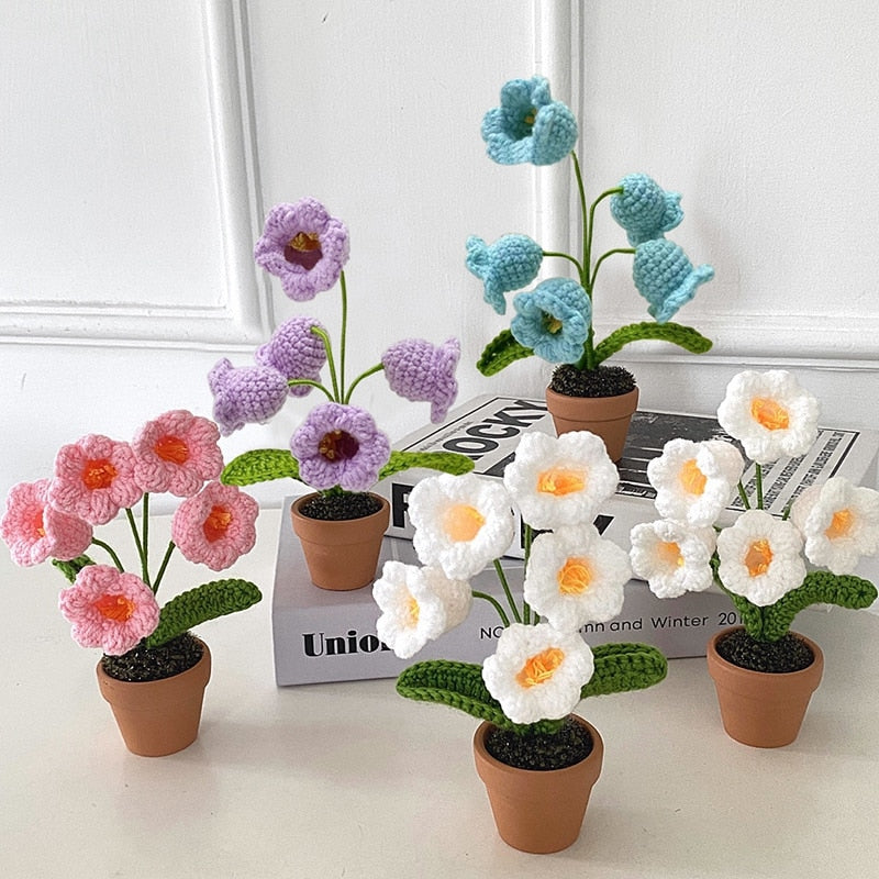 Crochet Flower Pot Decoration With Ceramic Base NALANI