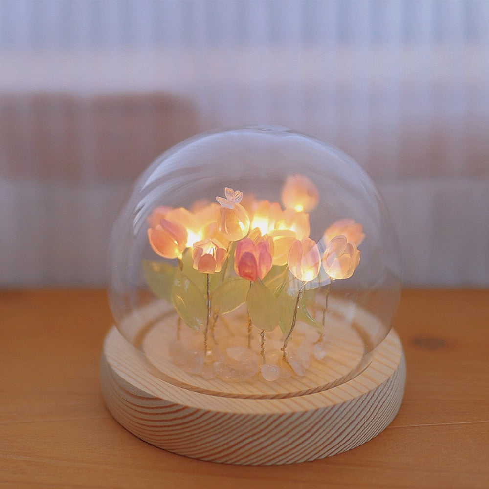 Handmade Tulip Night Lamp Soft Light Bedroom Desk Decor Pink NALANI