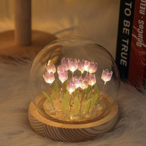 Handmade Tulip Night Lamp Soft Light Bedroom Desk Decor Purple NALANI