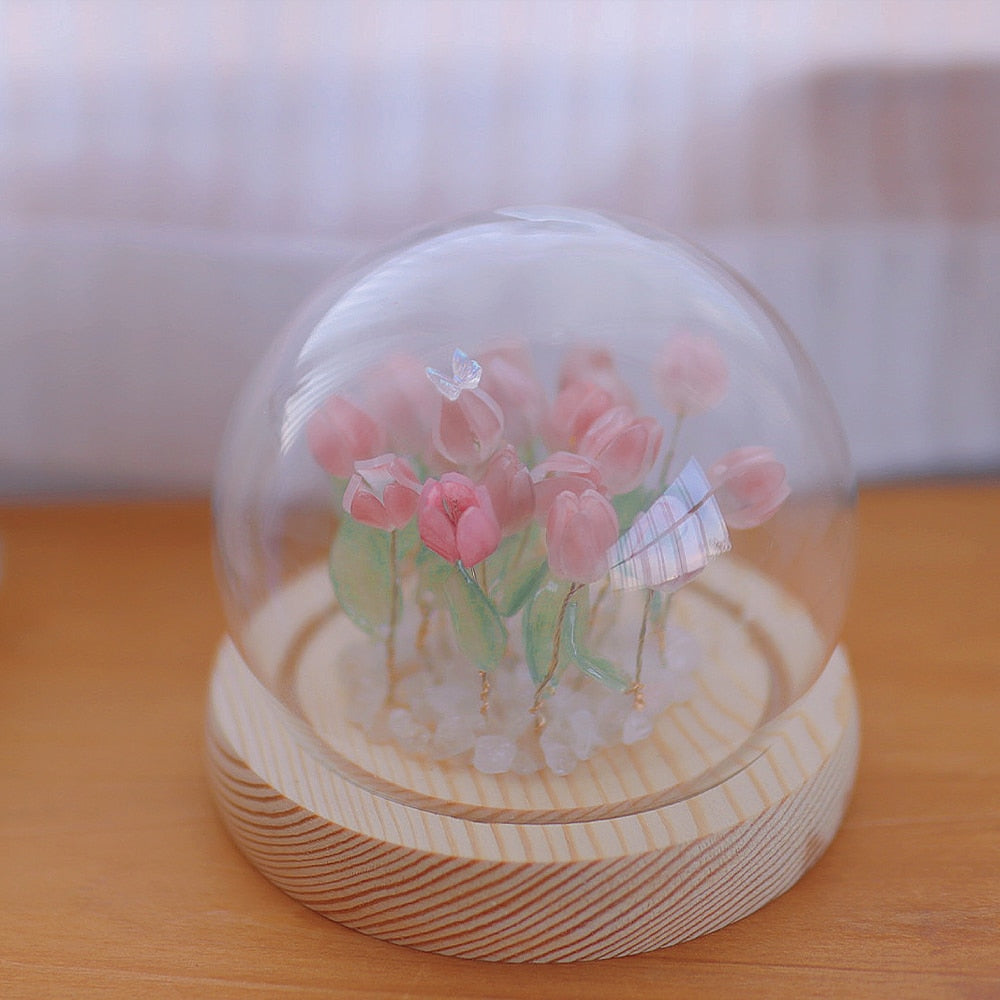Handmade Tulip Night Lamp Soft Light Bedroom Desk Decor NALANI