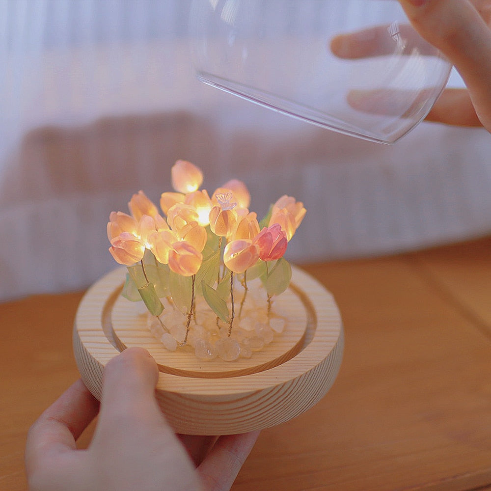 Handmade Tulip Night Lamp Soft Light Bedroom Desk Decor NALANI