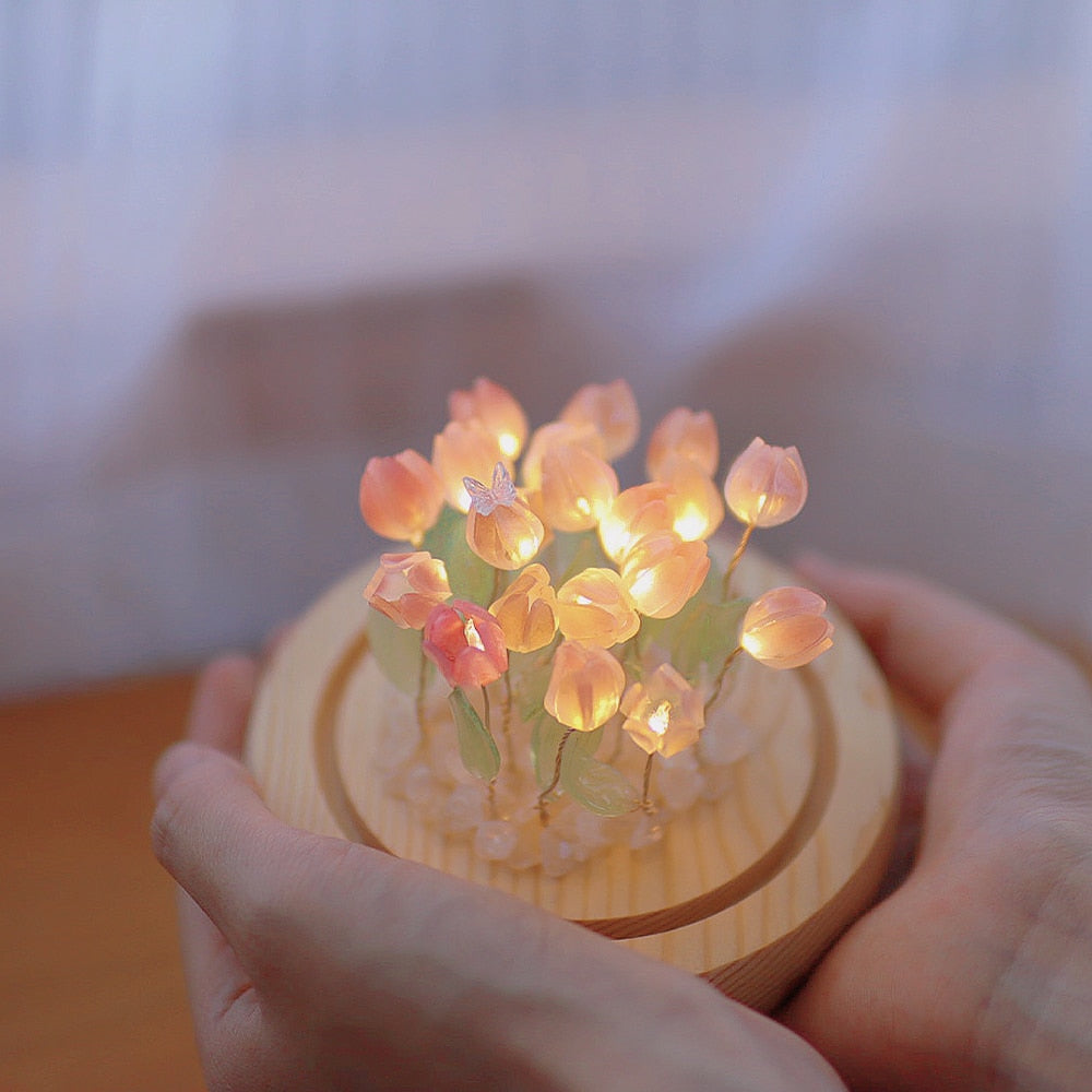 Handmade Tulip Night Lamp Soft Light Bedroom Desk Decor NALANI