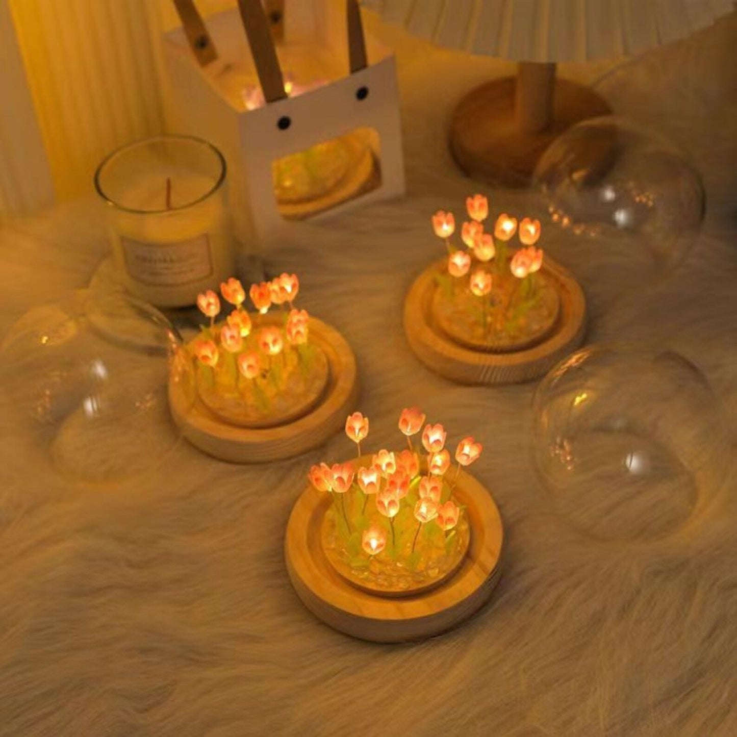 Handmade Tulip Night Lamp Soft Light Bedroom Desk Decor NALANI