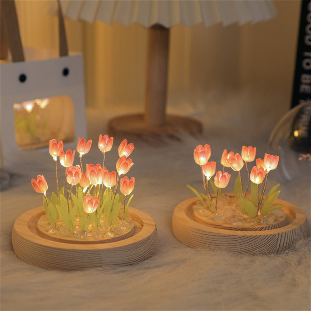 Handmade Tulip Night Lamp Soft Light Bedroom Desk Decor NALANI