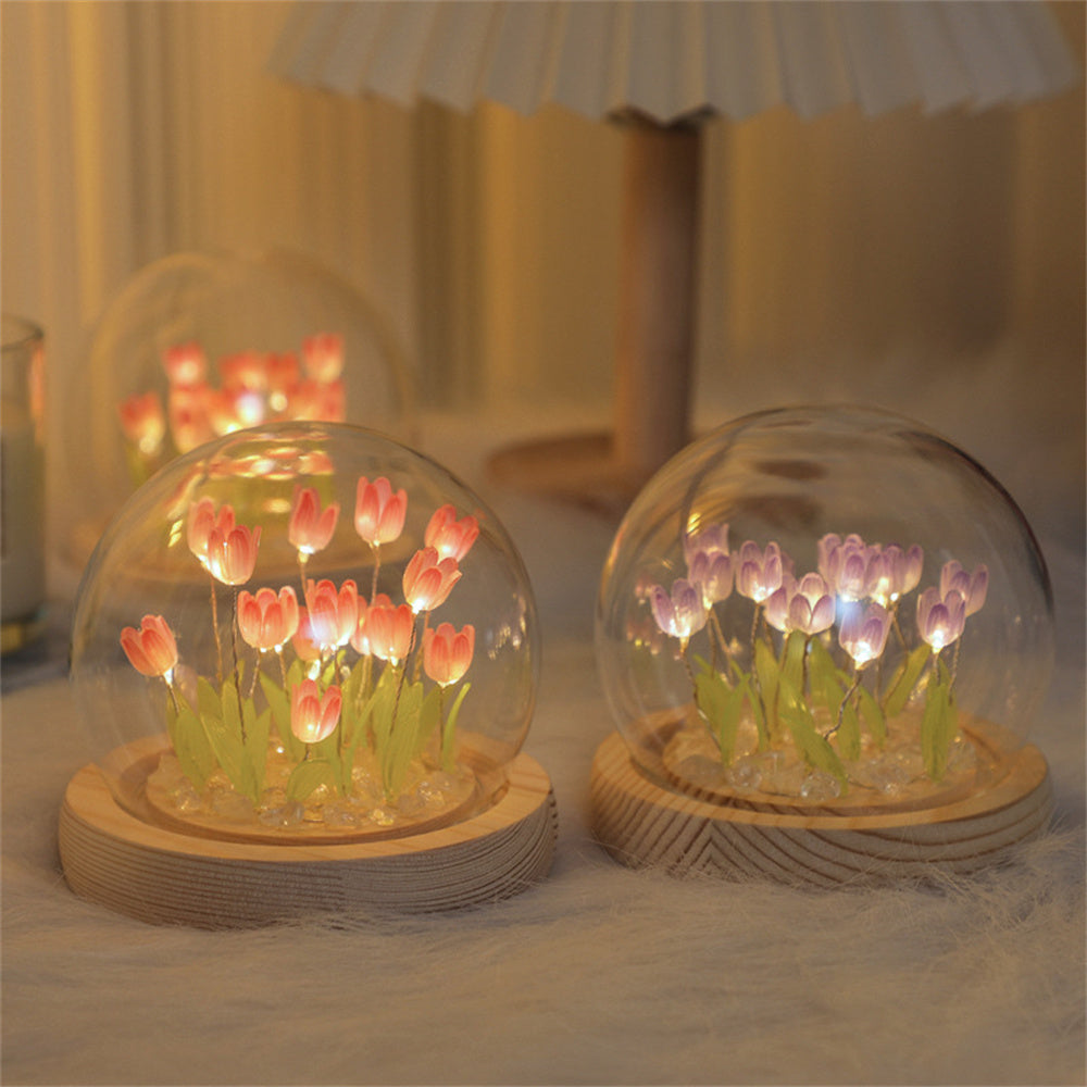 Handmade Tulip Night Lamp Soft Light Bedroom Desk Decor NALANI