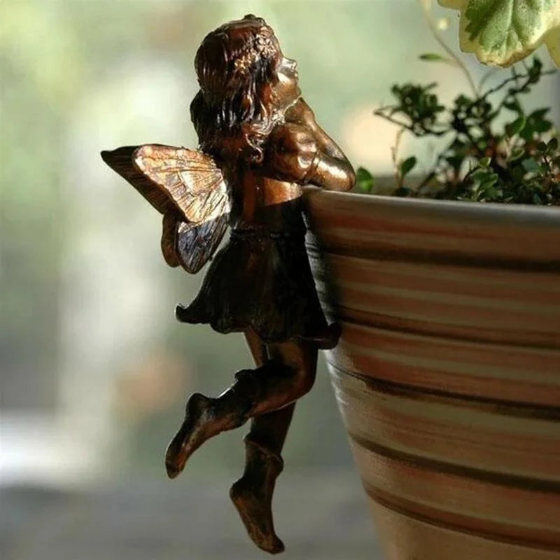 Hanging Resin Fairy Cup Garden Decor Antique Flower Pot Accent B SEREIN