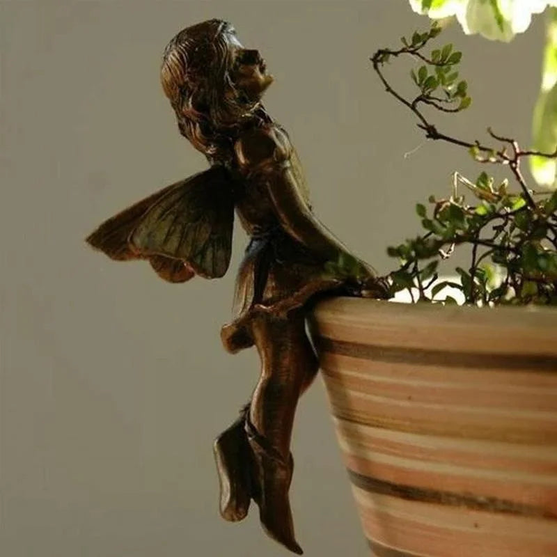 Hanging Resin Fairy Cup Garden Decor Antique Flower Pot Accent C SEREIN