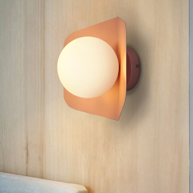 Hexagonal Metal Sconce Wall Light Ball Opaline Glass Shade NALANI