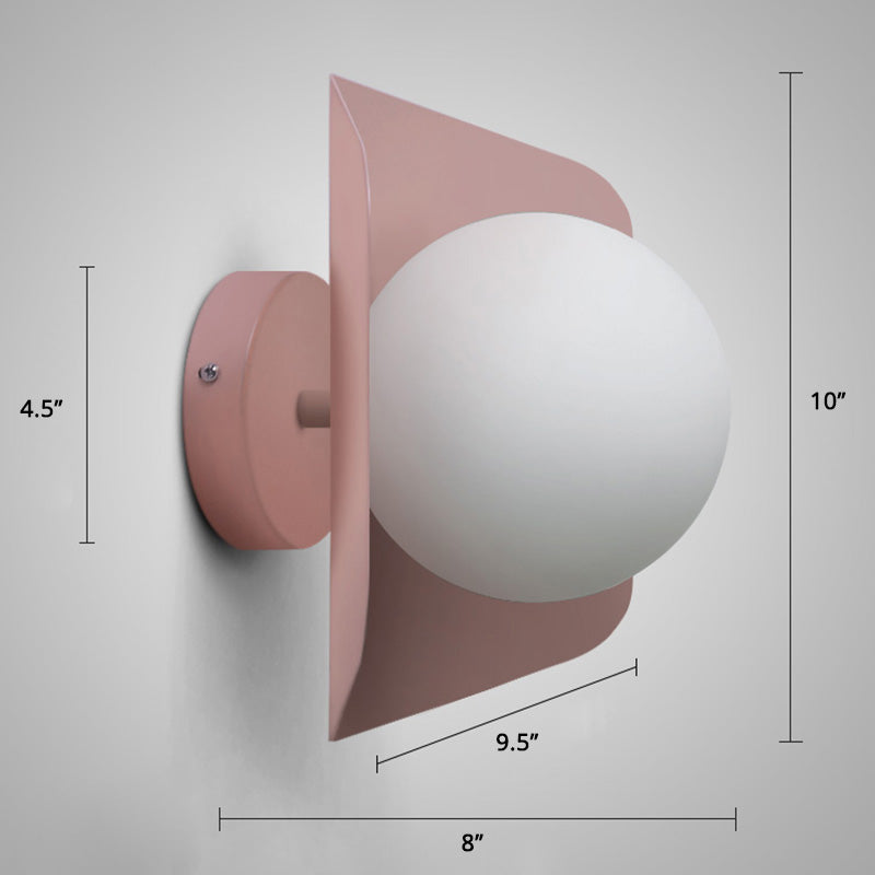 Hexagonal Metal Sconce Wall Light Ball Opaline Glass Shade NALANI
