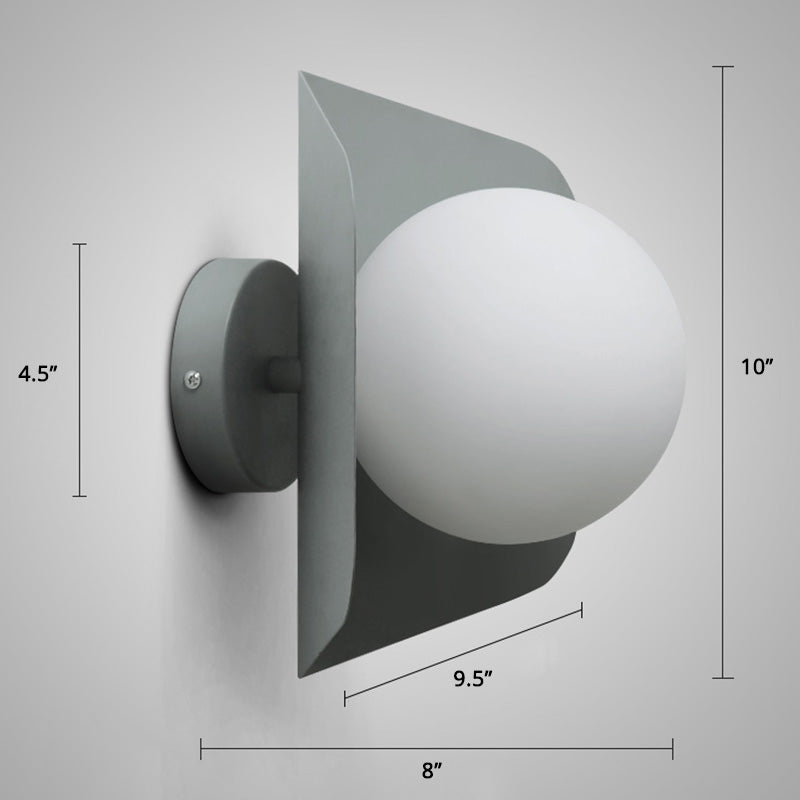 Hexagonal Metal Sconce Wall Light Ball Opaline Glass Shade NALANI