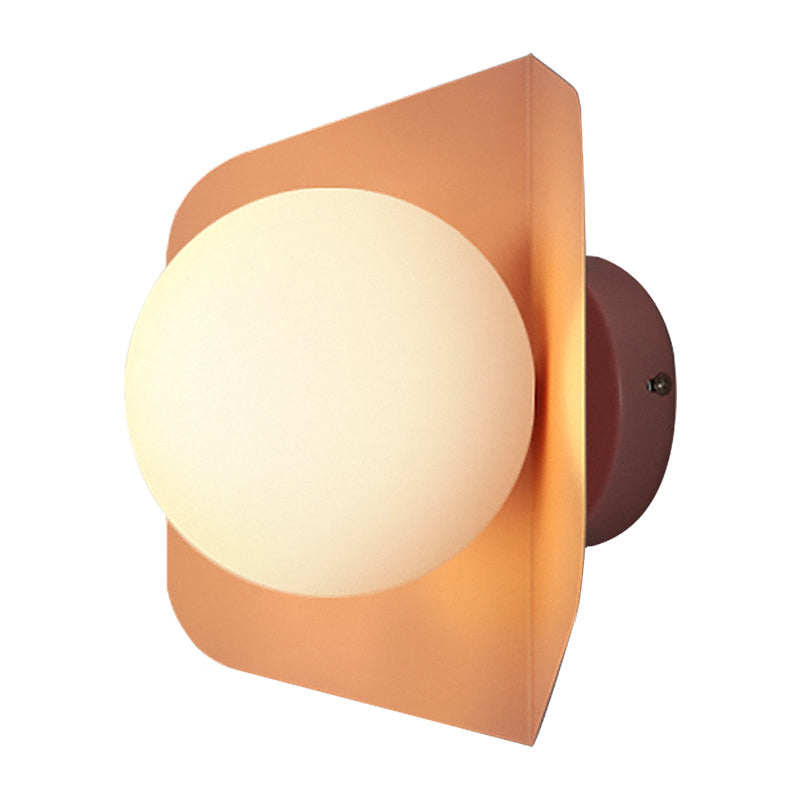 Hexagonal Metal Sconce Wall Light Ball Opaline Glass Shade NALANI